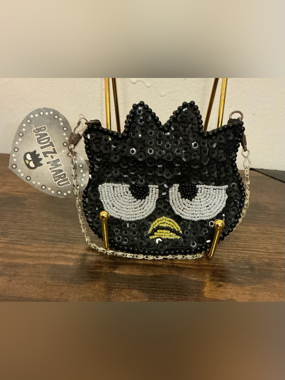 A Rare vintage NWT Sanrio 1999 Badtz Maru Sequence Small Zip Petite Handbag Bag